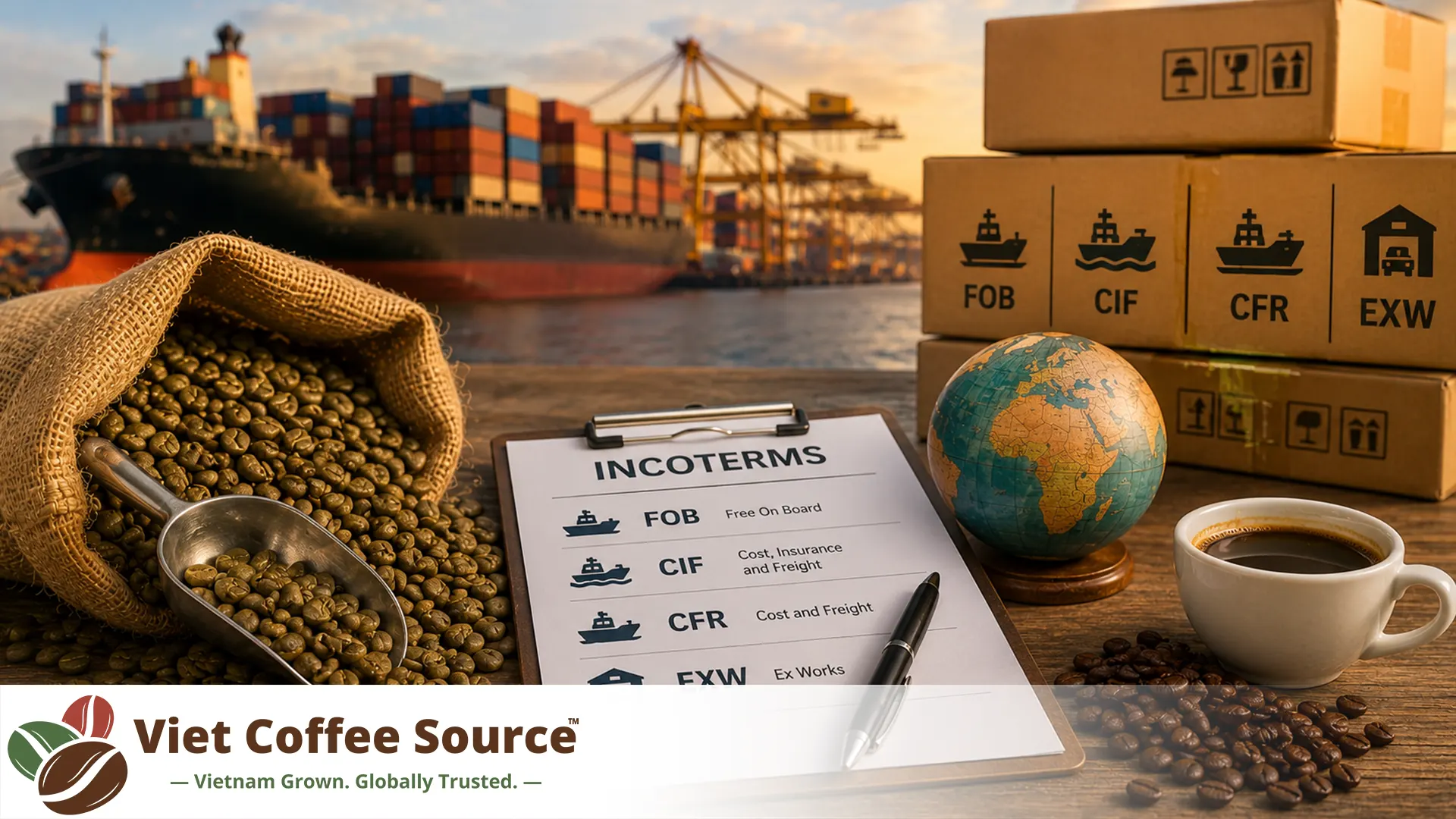 Mejores Incoterms para importar café: FOB, CIF, CFR y EXW
